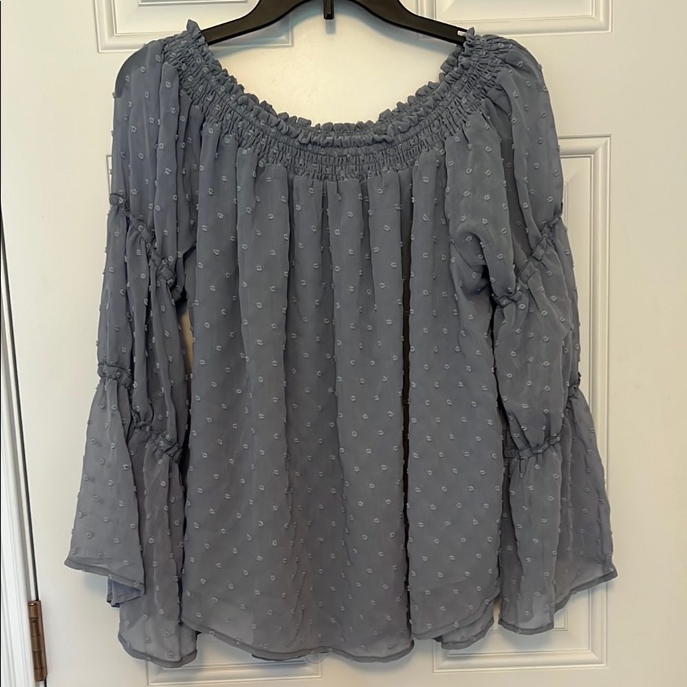 Bluivy Off-Shoulder Blue Blouse